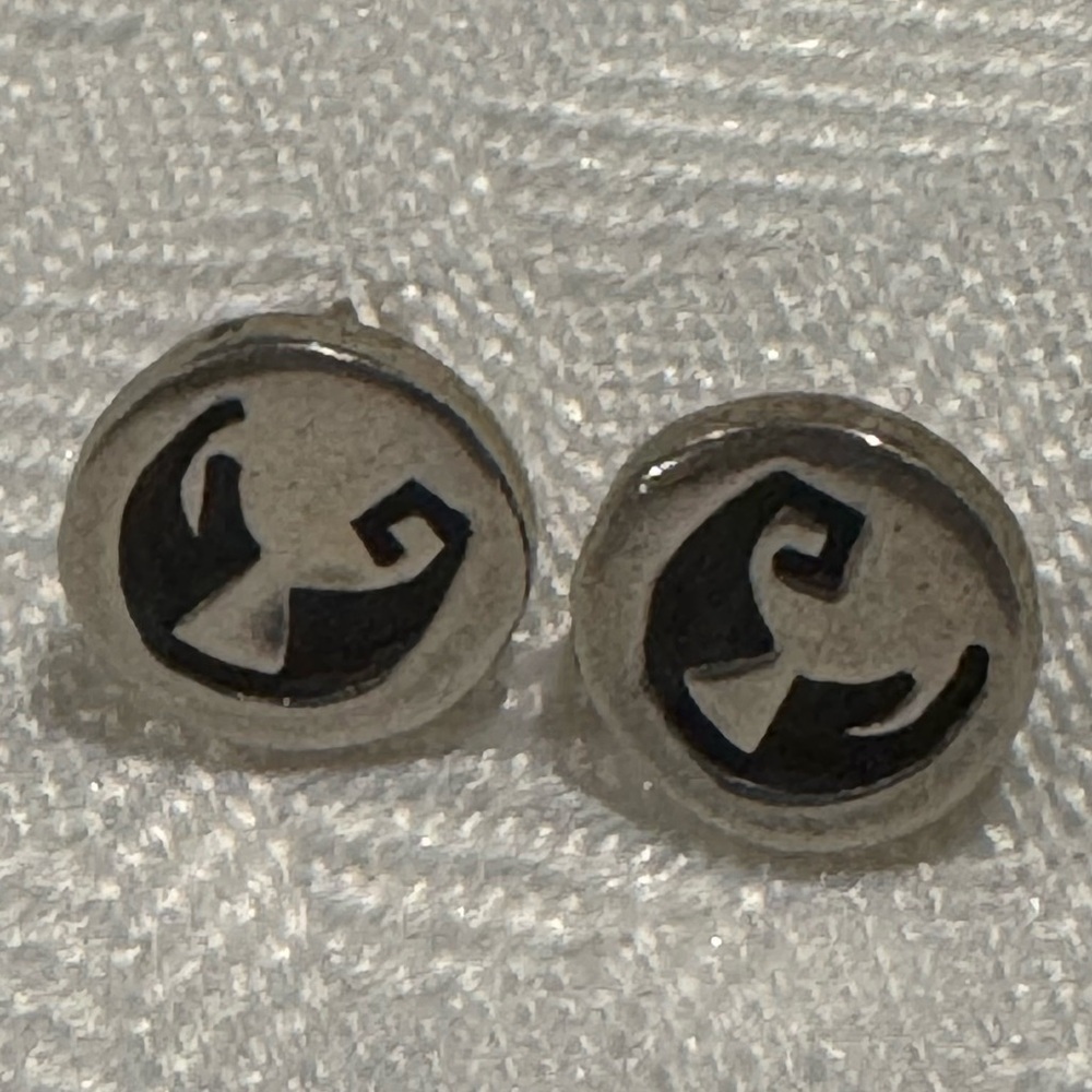 Southwest Sterling Silver Circle Round  Symbol Post Earrings Aztec Western
